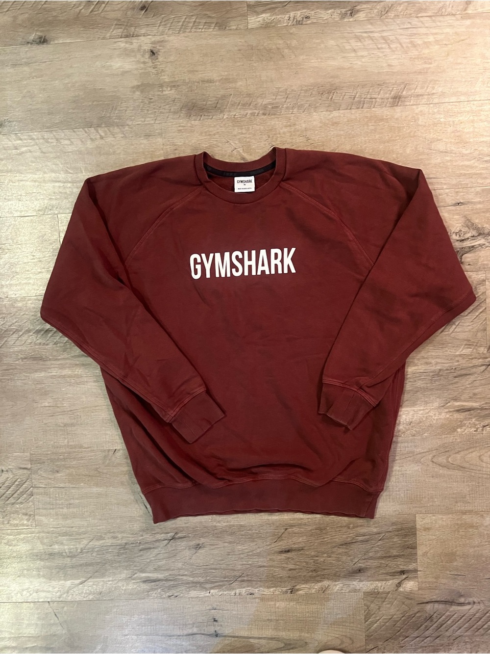Gymshark Crewneck Burgundy Sweatshirt Pullover Spellout Long Sleeve Men's Medium